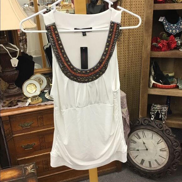 NEW Xl HeartSoul white with beads tank top - Picture 1 of 5